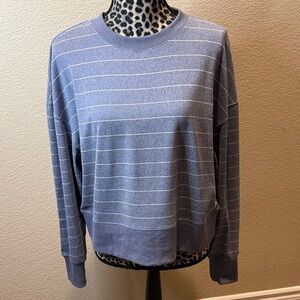 Buckle Black Blue Striped Women's Sweater